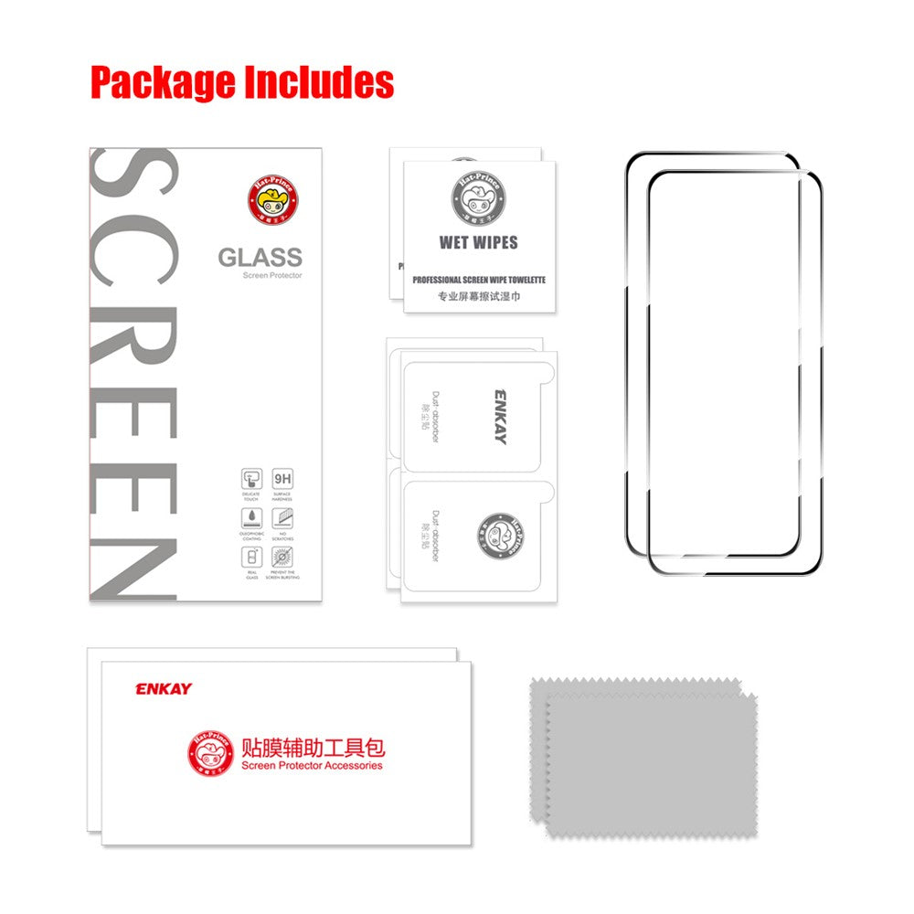 ENKAY HAT PRINCE For Xiaomi Redmi Note 14 4G (164.84mm) 2Pcs Screen Protector   9H Silk Printing 0.26mm Tempered Glass