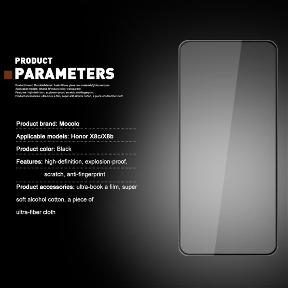 MOCOLO For Honor X8c 4G / X8b 4G Screen Protector Anti-Shatter Silk Printing Tempered Glass Film