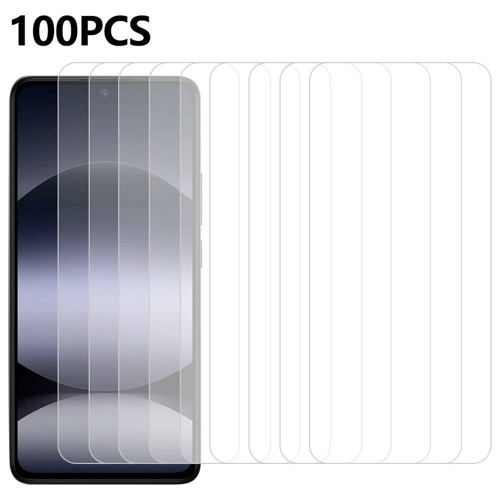 100Pcs For Xiaomi Redmi Note 14 4G (164.84mm) Screen Protector Anti-Scratch Tempered Glass Film (No Package, with Wipes Set, Dust-absorber, Guide Sticker)