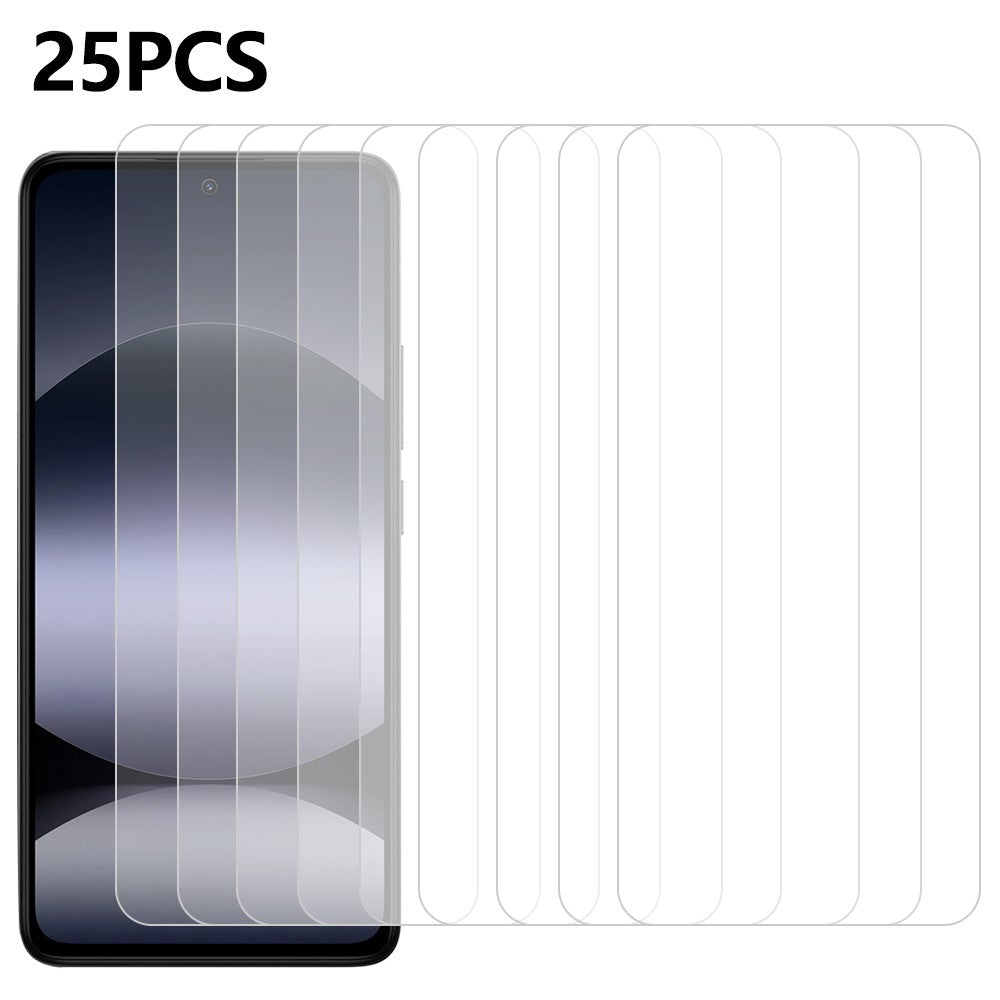 25Pcs For Xiaomi Redmi Note 14 4G (164.84mm) Tempered Glass Screen Protector High Definition (No Package, with Wipes Set, Dust-absorber, Guide Sticker)
