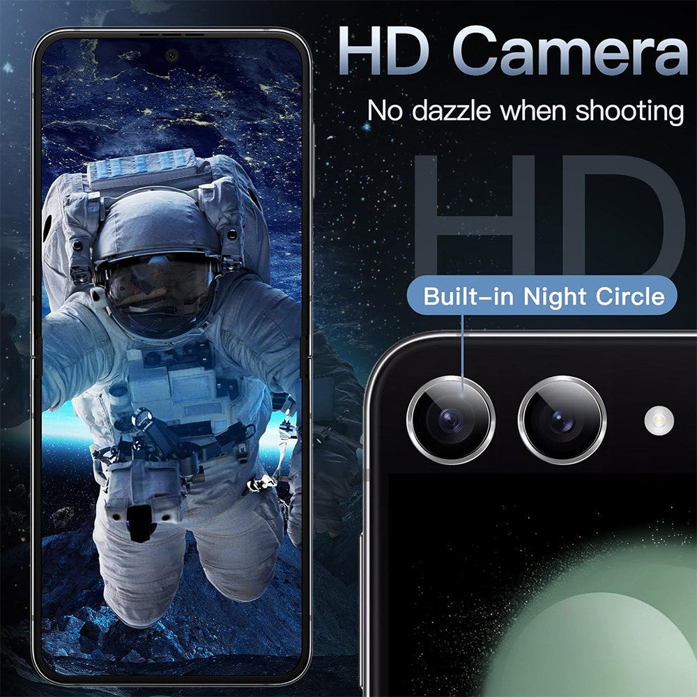ENKAY HAT PRINCE til Samsung Galaxy Z Flip7 5G, kameralinsebeskyttelse med metalring og linsefilm