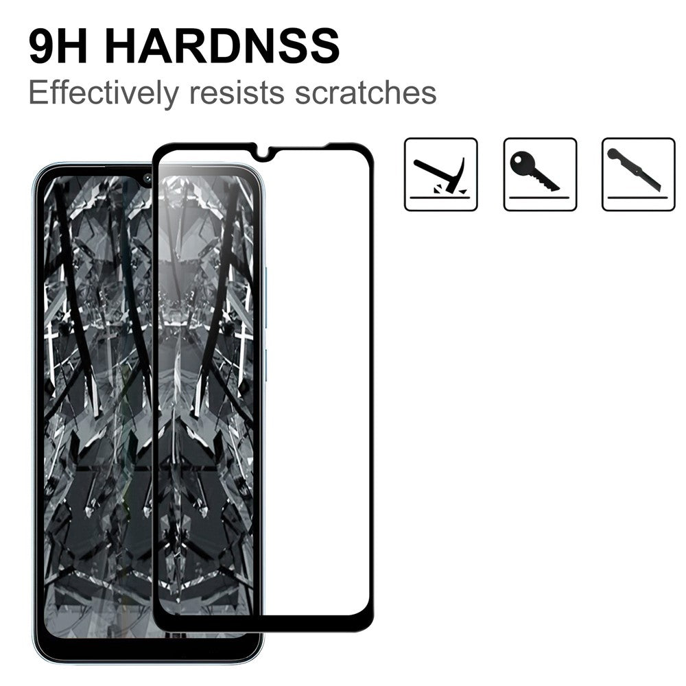 Xiaomi Redmi A1 4G / A2 4G AGC Glas Skärmskydd Full Glue Black Edge Splittersäker 9H Hårdhet Härdat Glasfilm