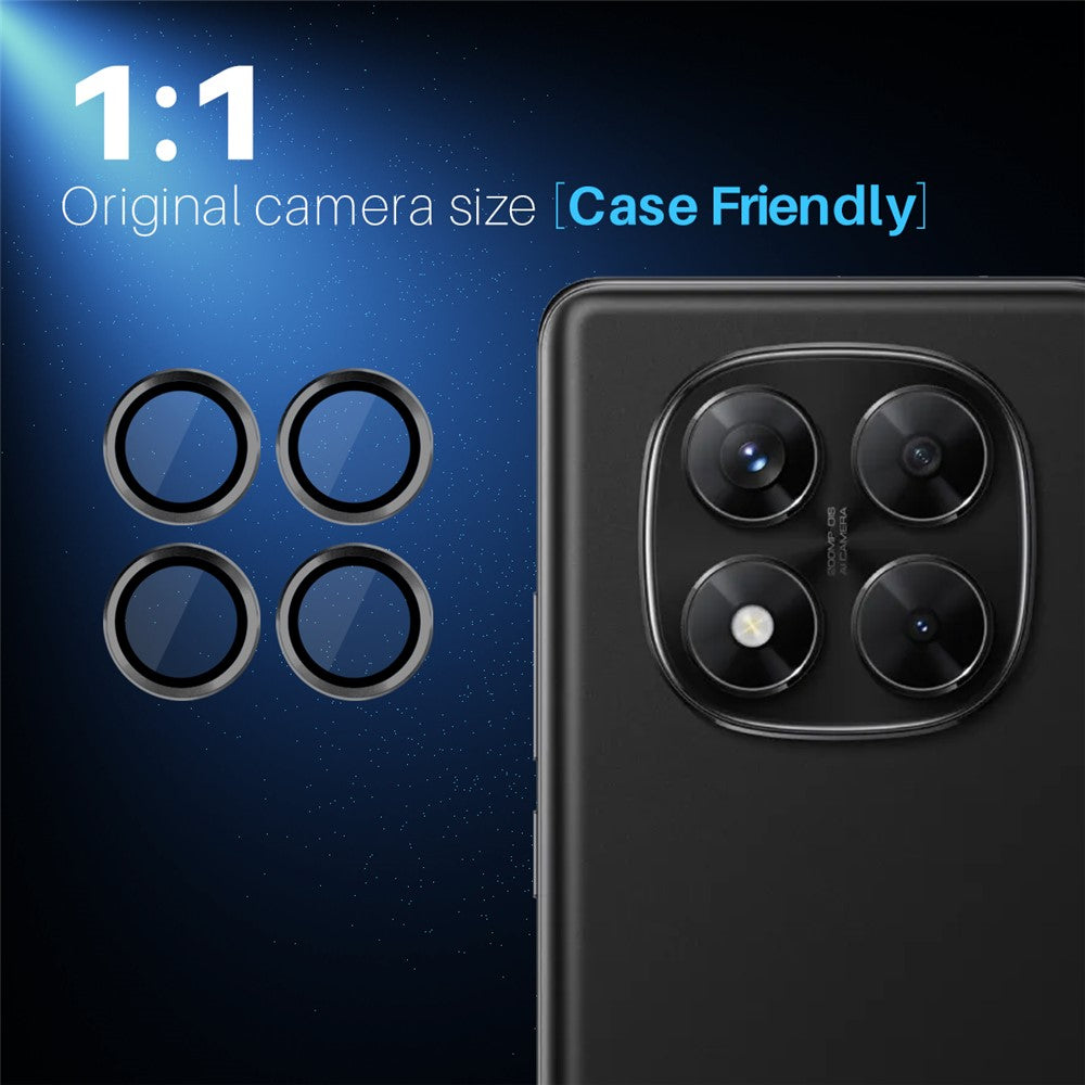 NORTHJO 1 set för Xiaomi Redmi Note 14 Pro 5G / Poco X7 5G härdat glas kameralinsfilm CD-vener metallring linsskydd