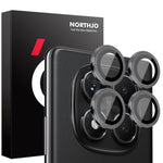 NORTHJO 1 sæt kameralinsefilm i hærdet glas til Xiaomi Redmi Note 14 Pro 4G, CD-mønster med metalring og linsebeskyttelse