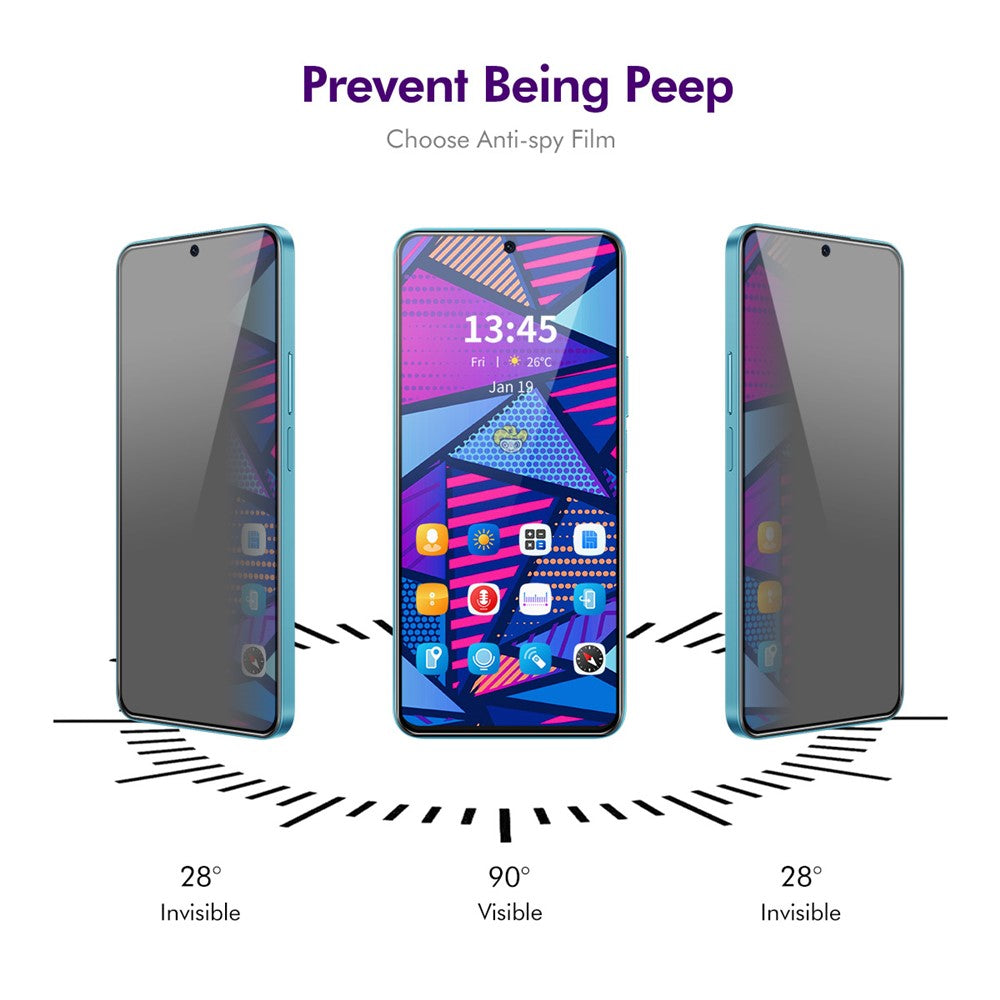 ENKAY HAT PRINCE For Xiaomi Poco F7 Pro 5G / Xiaomi Redmi K80 5G / Xiaomi Redmi K80 Pro 5G / Xiaomi Poco F7 Ultra 5G 2Pcs Privacy Screen Protector  28-degree Anti-Spy Tempered Glass