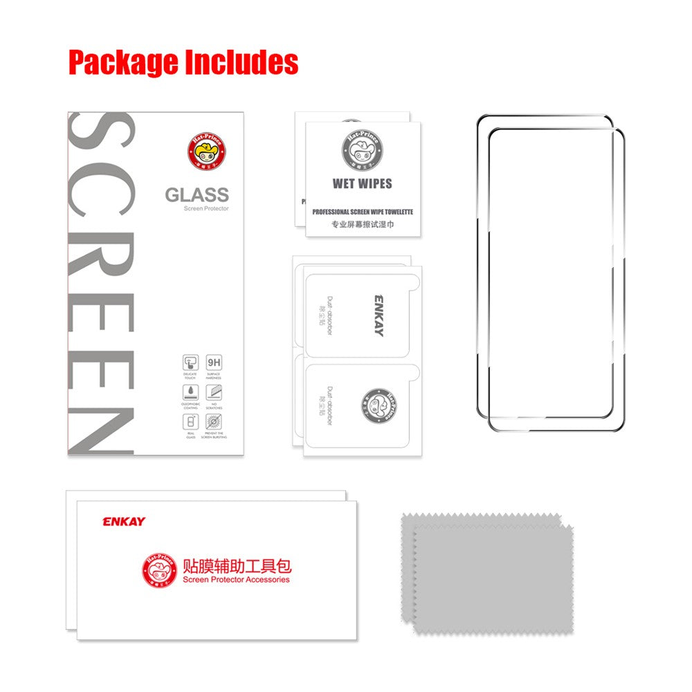 ENKAY HAT PRINCE For Xiaomi Redmi Note 14S 4G 2Pcs Screen Protector   9H Silk Printing 0.26mm Tempered Glass
