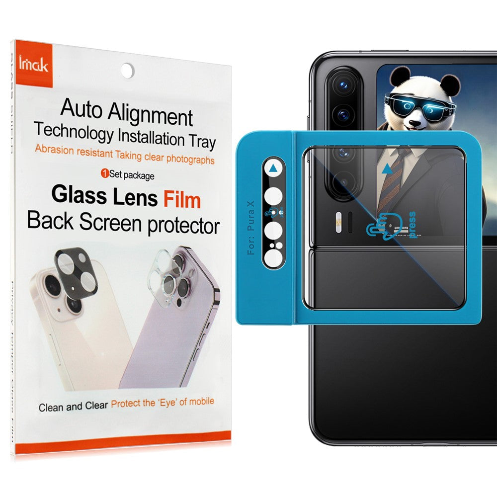 IMAK For Huawei Pura X Camera Lens Film + Rear Screen Protector with Self Positioning Frame (Black Version)