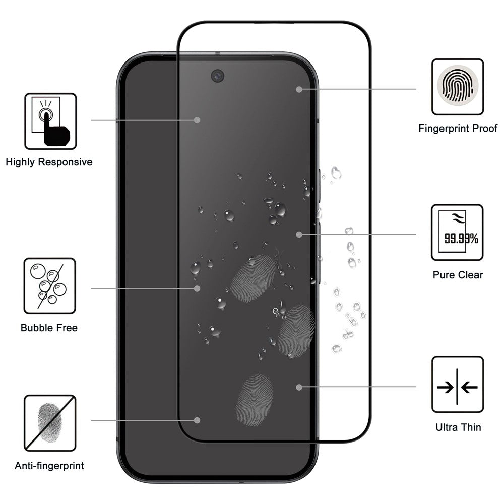 For Google Pixel 11 Pro XL / 10 Pro XL / 9 Pro XL AGC Tempered Glass with Black Edge Full Glue Full Coverage Screen Protector