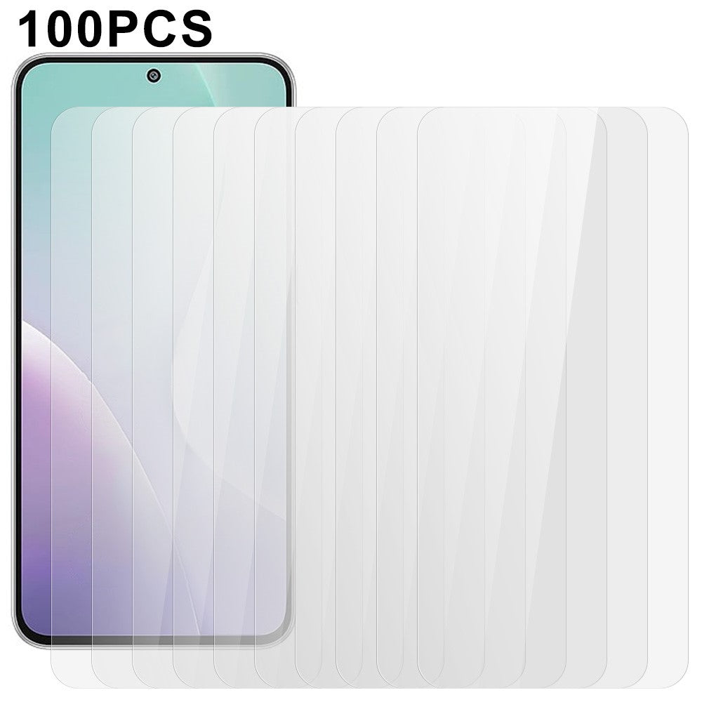 100 st för Samsung Galaxy M56 5G / F56 5G skärmskydd reptålig härdad glasfilm (ingen förpackning, med våtservetter, dammuppsamlare, guideklistermärke)
