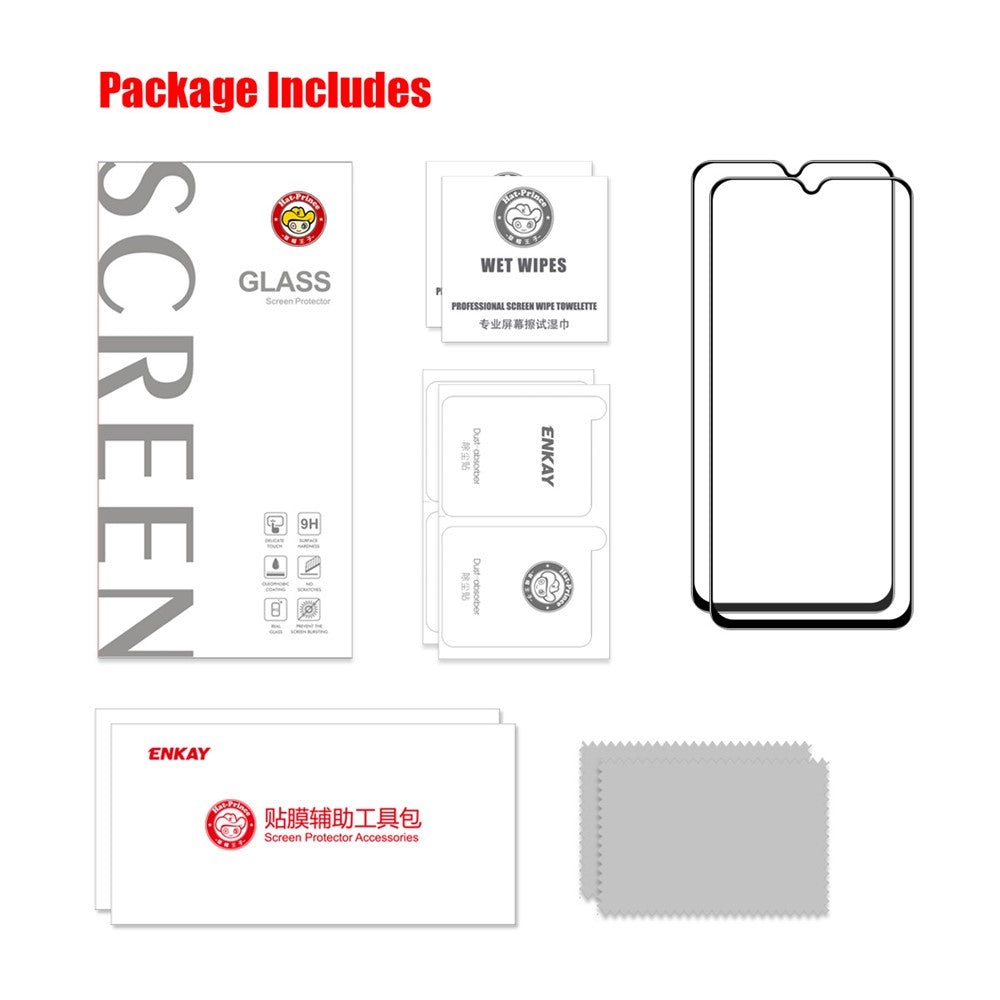 ENKAY HAT PRINCE För Samsung Galaxy A07 4G / A06 4G / A06 5G 2 st. skärmskydd 9H silkestryck 0,26 mm härdat glas