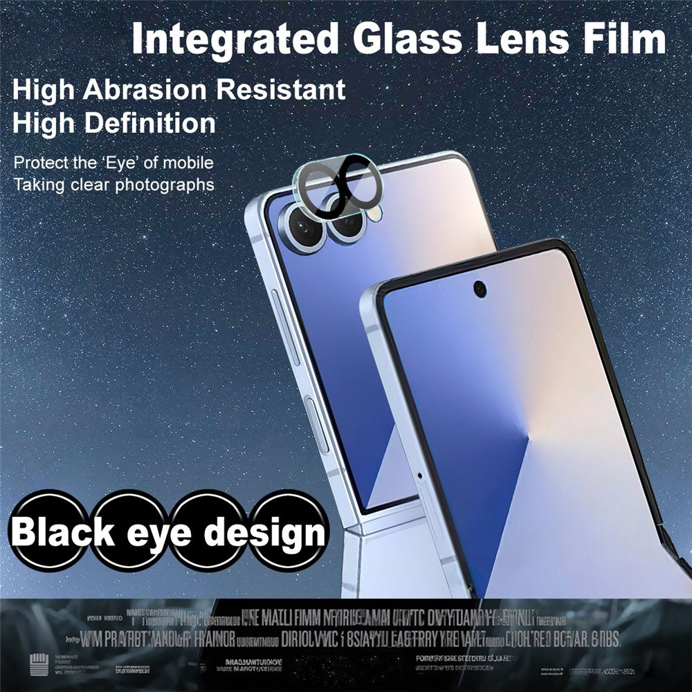 IMAK For Samsung Galaxy Z Flip8 / Z Flip7 5G Tempered Glass Camera Lens Protector Acrylic Lens Cap (Black Circle Design)