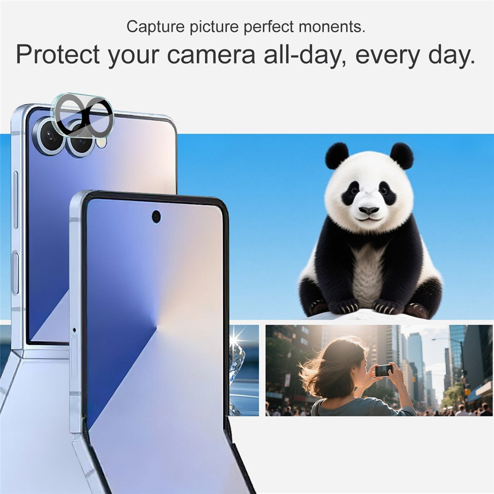 IMAK For Samsung Galaxy Z Flip8 / Z Flip7 5G Tempered Glass Camera Lens Protector Acrylic Lens Cap (Black Circle Design)