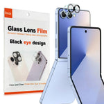 IMAK For Samsung Galaxy Z Flip8 / Z Flip7 5G Tempered Glass Camera Lens Protector Acrylic Lens Cap (Black Circle Design)