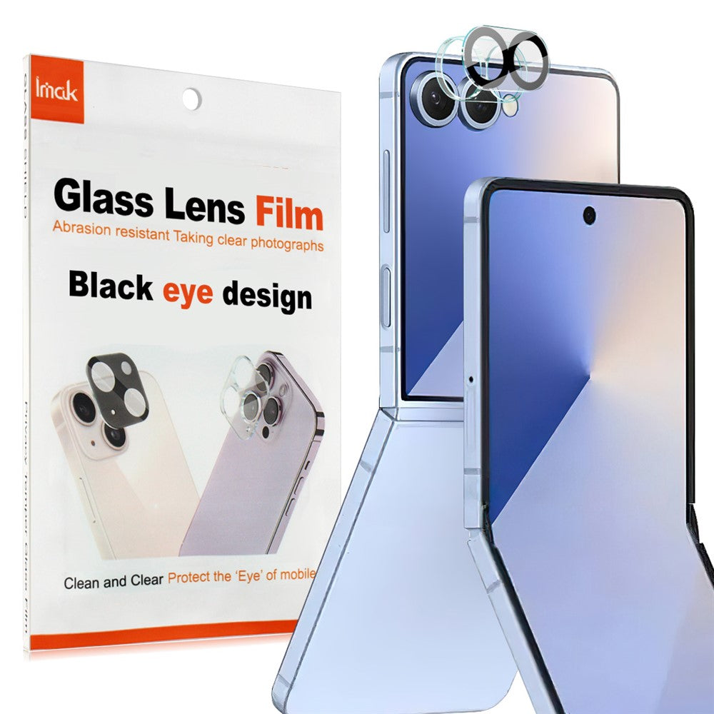 IMAK For Samsung Galaxy Z Flip8 / Z Flip7 5G Tempered Glass Camera Lens Protector Acrylic Lens Cap (Black Circle Design)