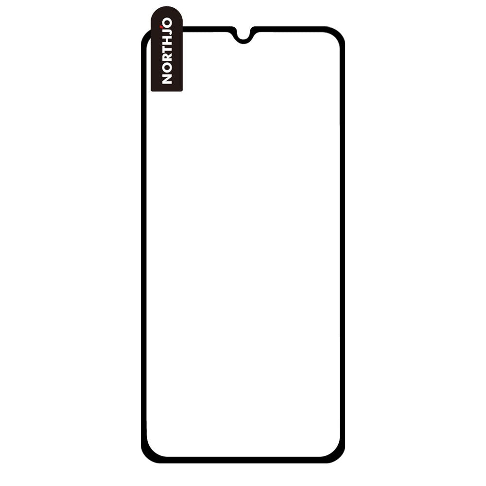 NORTHJO A+ skærmbeskyttelse til Samsung Galaxy A18 5G / A18 4G A17 5G / A17 4G / A26 5G / A16 5G / A16 4G, høj aluminium-siliciumfilm 0,3 mm, 2,5D sort kant med silketryk