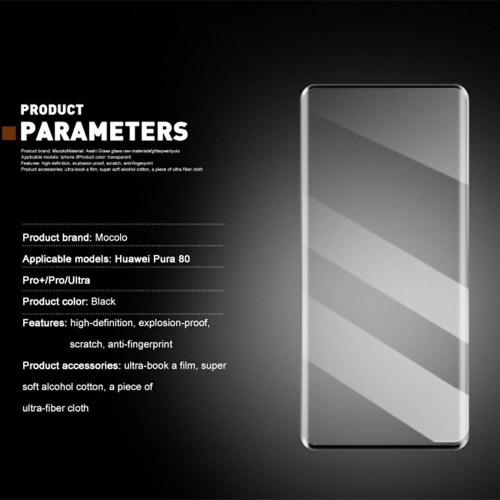 MOCOLO-skærmbeskyttelse til Huawei Pura 80 Pro / Pura 80 Pro+ / Pura 80 Ultra, 3D-buet hærdet glasfilm