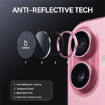 NORTHJO 1 sæt til iPhone 17 Hærdet glas kameralinsefilm CD Veins Metal Ring Linsebeskytter