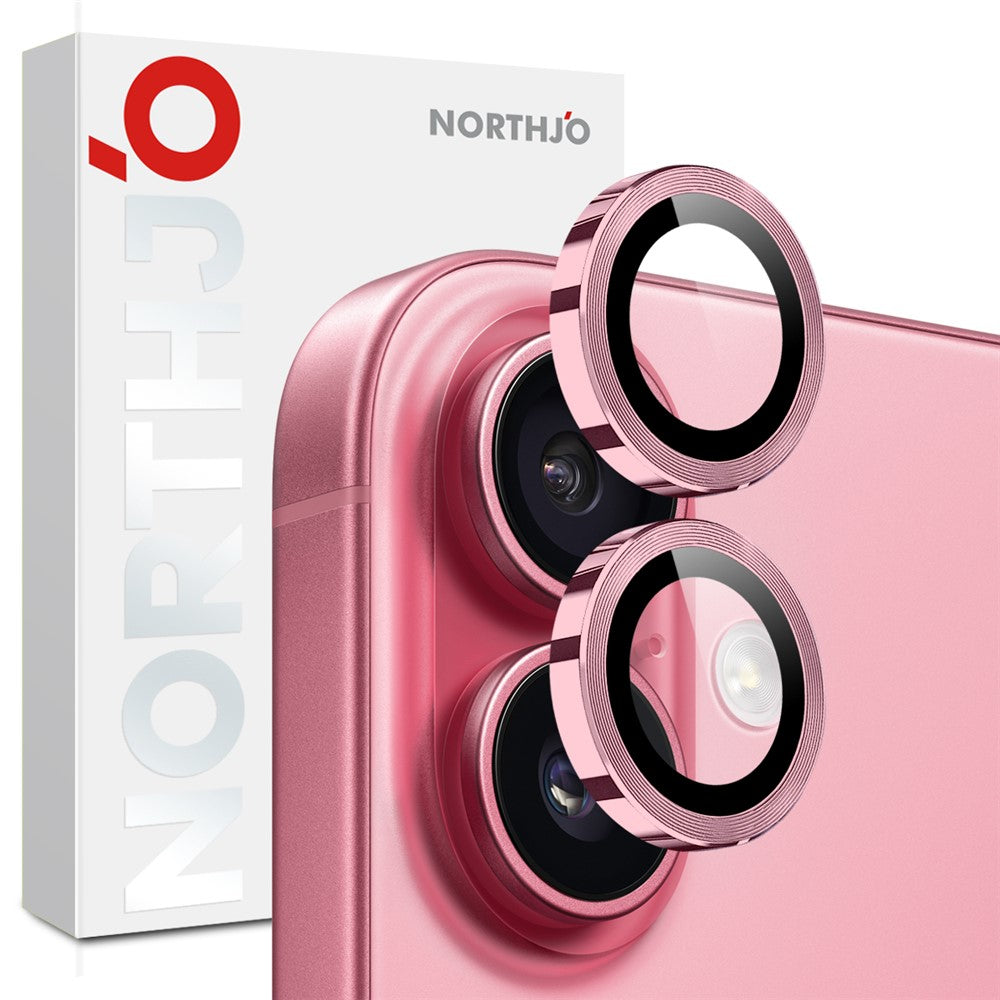 NORTHJO 1 sæt til iPhone 17 Hærdet glas kameralinsefilm CD Veins Metal Ring Linsebeskytter