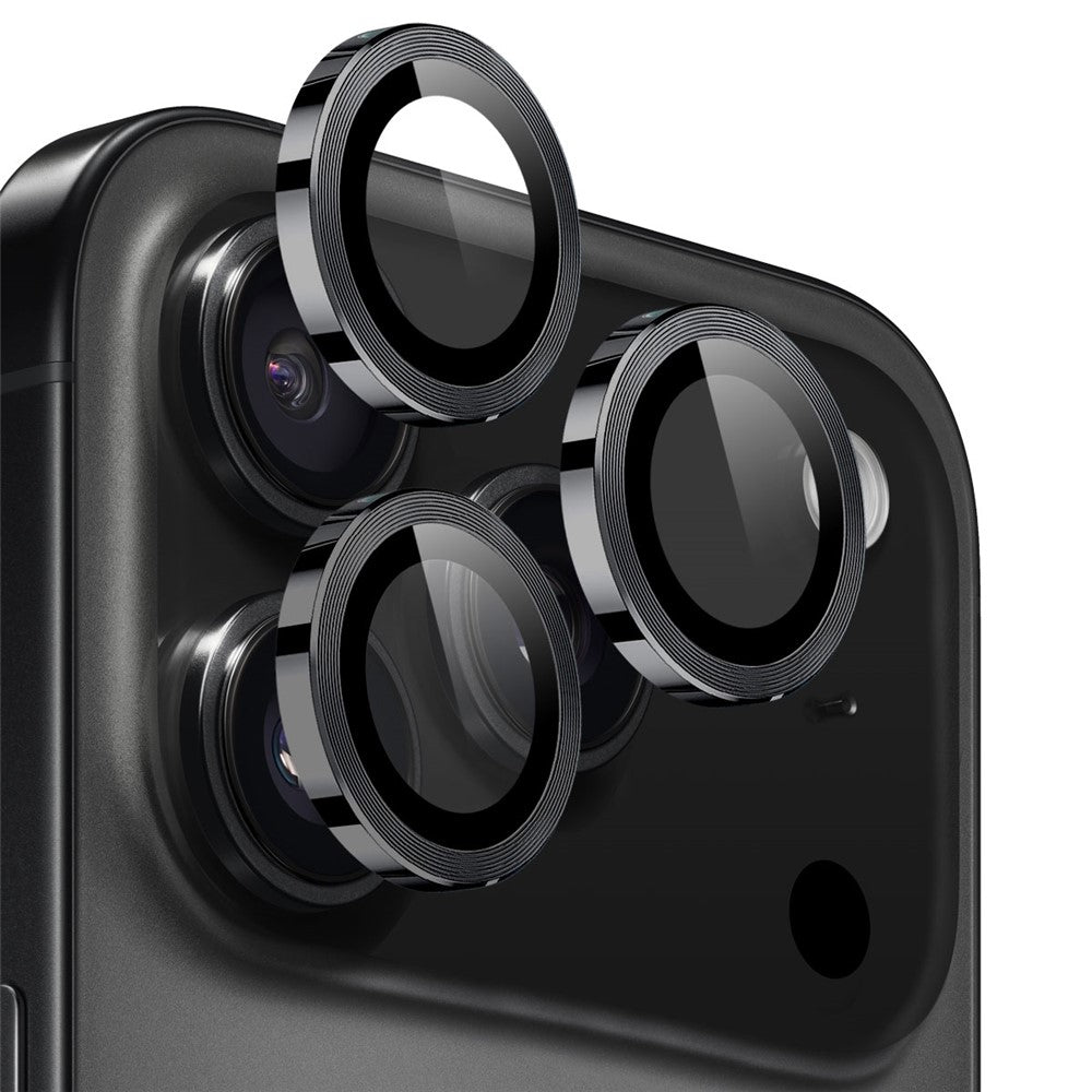 NORTHJO 1 sæt til iPhone 17 Pro Max / 17 Pro hærdet glas kameralinsefilm CD-årer metalring linsebeskyttelse