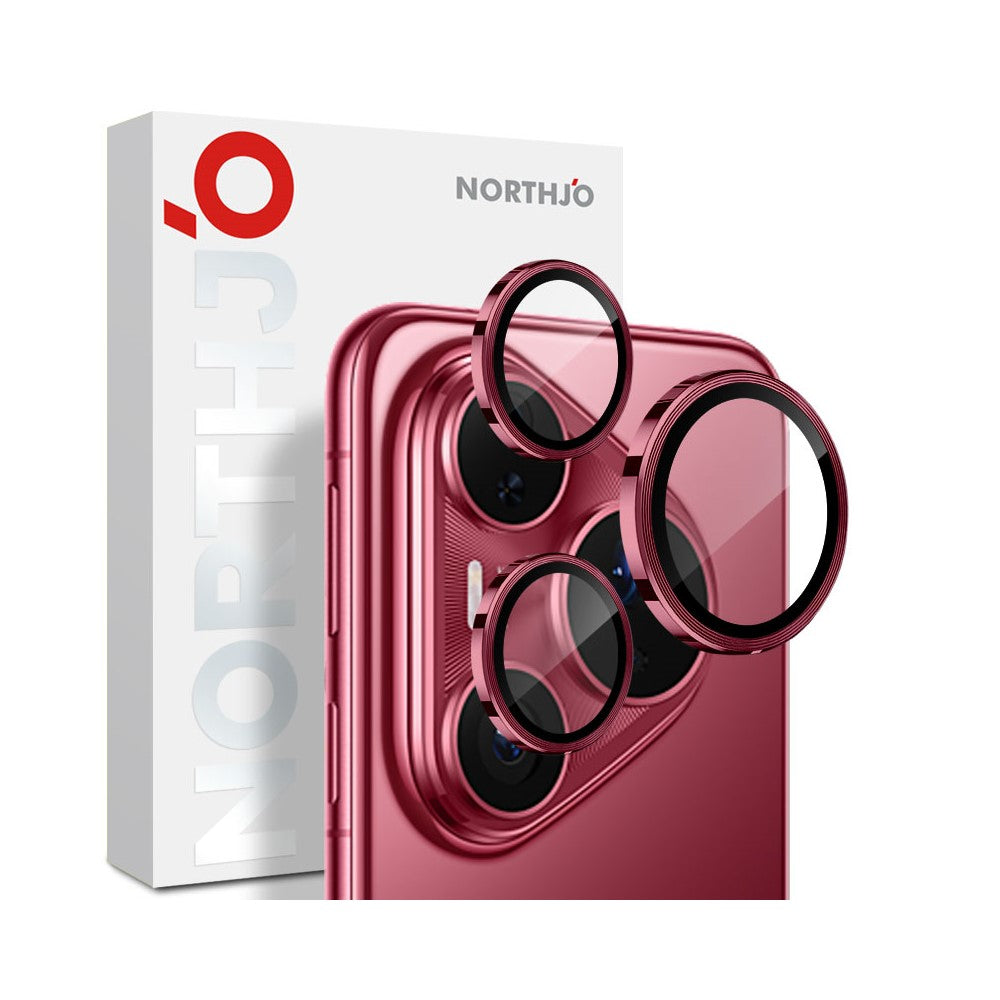 NORTHJO kameralinsefilm til Huawei Pura 80 Pro / 80 Pro+, 1 sæt, CD-mønstret metalring med linsebeskyttelse