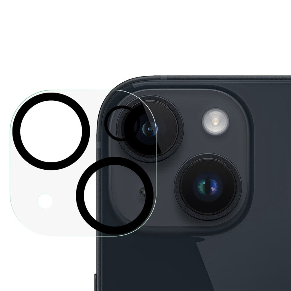 Til iPhone 14 / 14 Plus hærdet glas anti-eksponering linsebeskytter ét-stykke anti-ridse bagkamerabeskyttelse