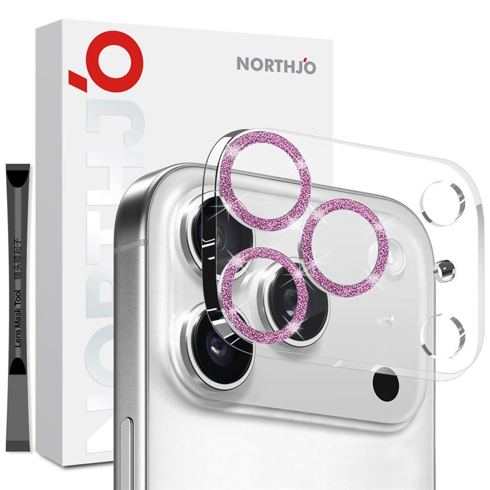 NORTHJO For iPhone 17 Pro Camera Lens Protector Glitter Bling Circles Tempered Glass HD Clear 3D Full Coverage