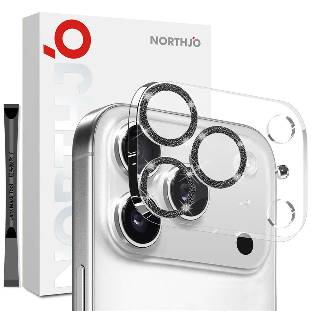 NORTHJO For iPhone 17 Pro Camera Lens Protector Glitter Bling Circles Tempered Glass HD Clear 3D Full Coverage