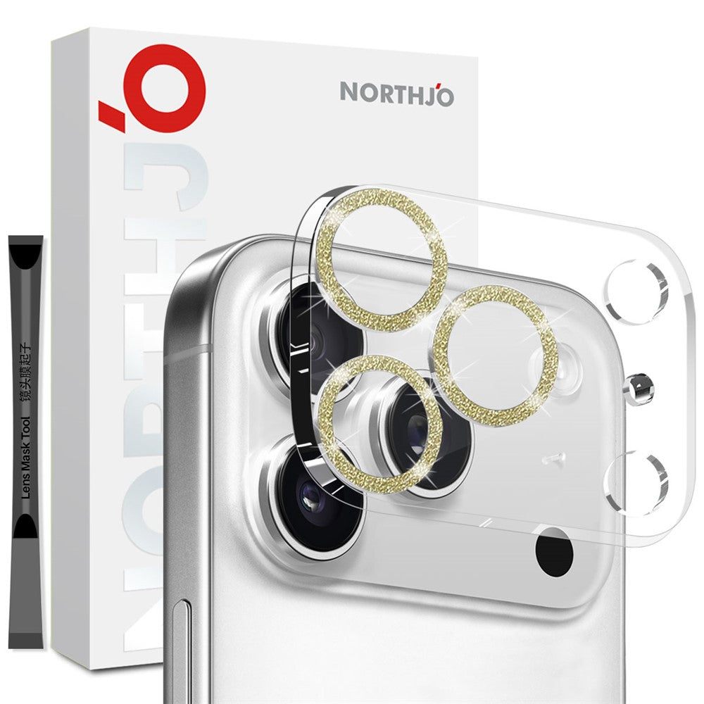 NORTHJO For iPhone 17 Pro Camera Lens Protector Glitter Bling Circles Tempered Glass HD Clear 3D Full Coverage