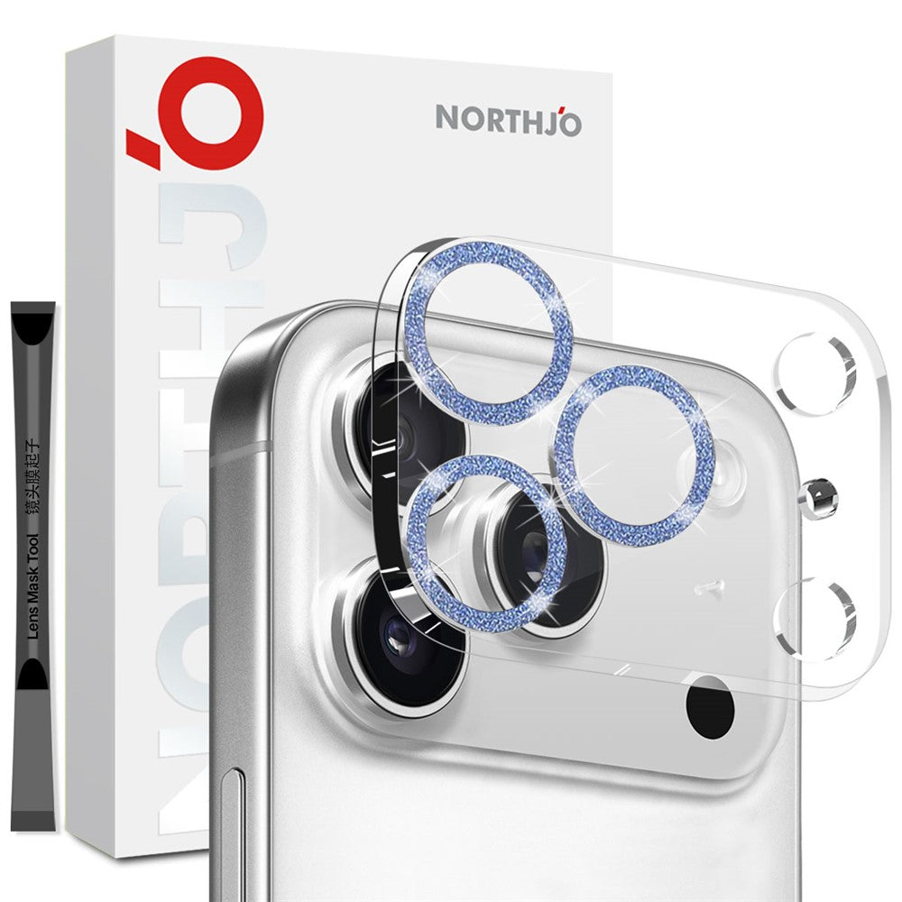 NORTHJO For iPhone 17 Pro Camera Lens Protector Glitter Bling Circles Tempered Glass HD Clear 3D Full Coverage