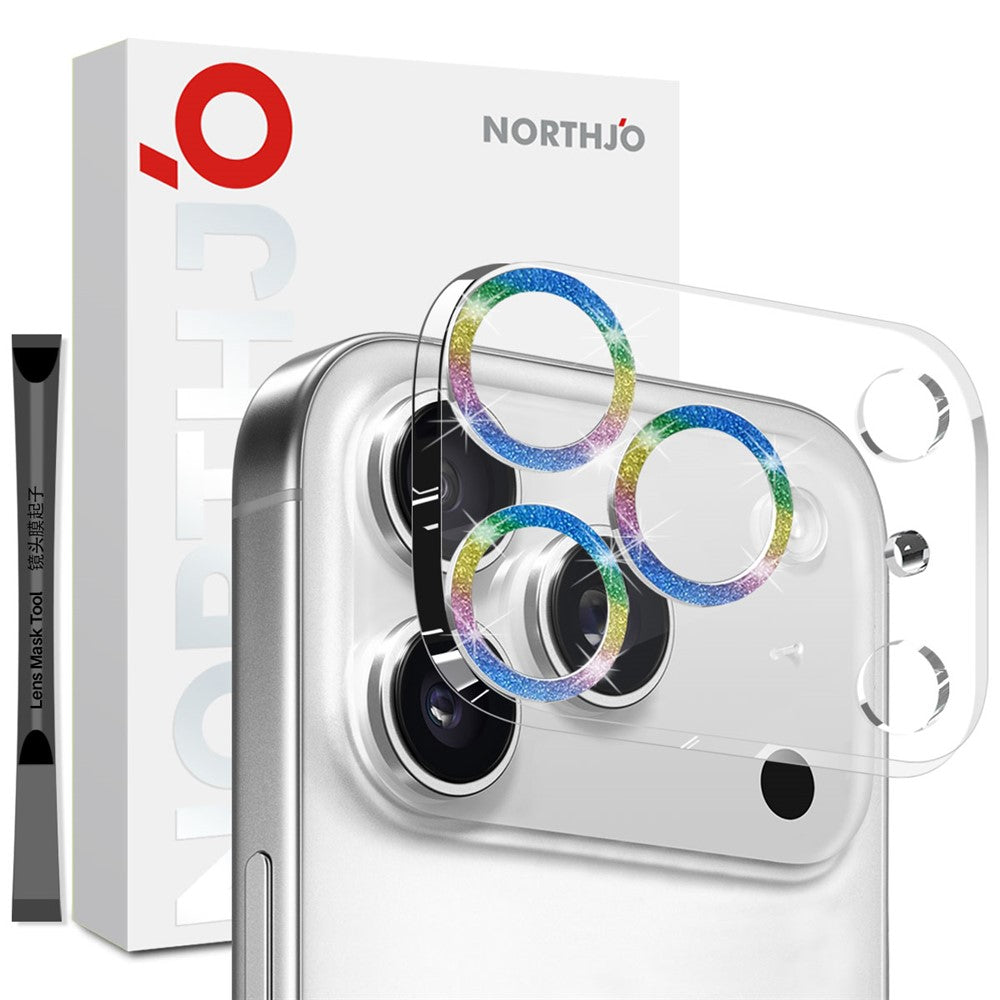 NORTHJO For iPhone 17 Pro Camera Lens Protector Glitter Bling Circles Tempered Glass HD Clear 3D Full Coverage