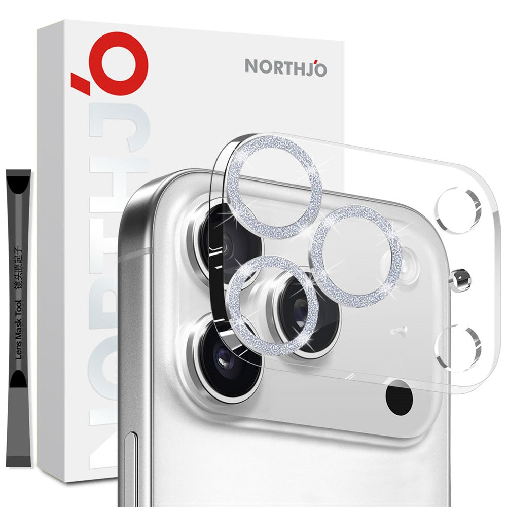 NORTHJO For iPhone 17 Pro Camera Lens Protector Glitter Bling Circles Tempered Glass HD Clear 3D Full Coverage