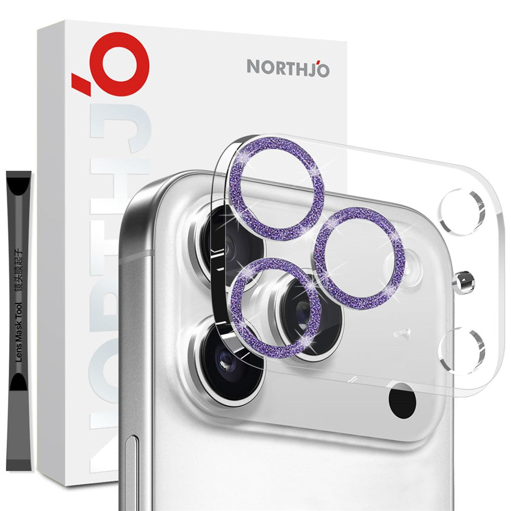 NORTHJO For iPhone 17 Pro Camera Lens Protector Glitter Bling Circles Tempered Glass HD Clear 3D Full Coverage