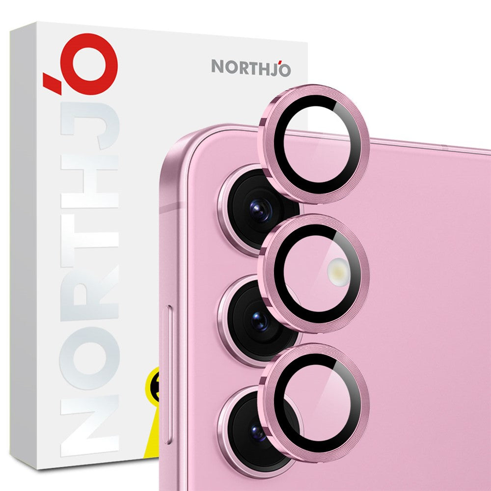 NORTHJO 1 Set For Samsung Galaxy S25 FE Tempered Glass Camera Lens Film CD Veins Metal Ring Lens Guard