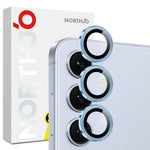 NORTHJO 1 set för Samsung Galaxy S25 FE härdat glas kameralinsfilm CD-vener metallring linsskydd