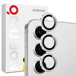 NORTHJO 1 set för Samsung Galaxy S25 FE härdat glas kameralinsfilm CD-vener metallring linsskydd