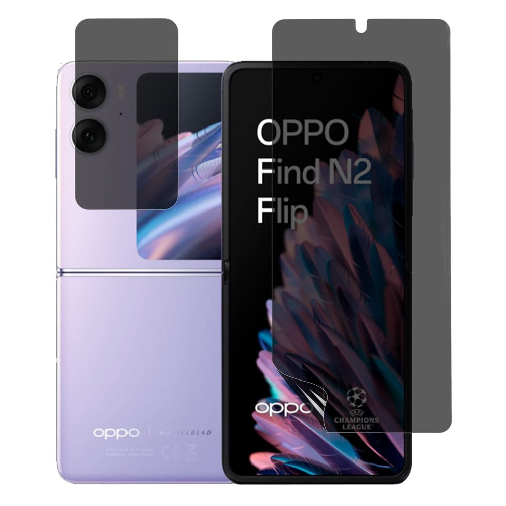 For Oppo Find N2 Flip 5G Anti-Spy Screen Protector PET Matte Front and Back Screen Film