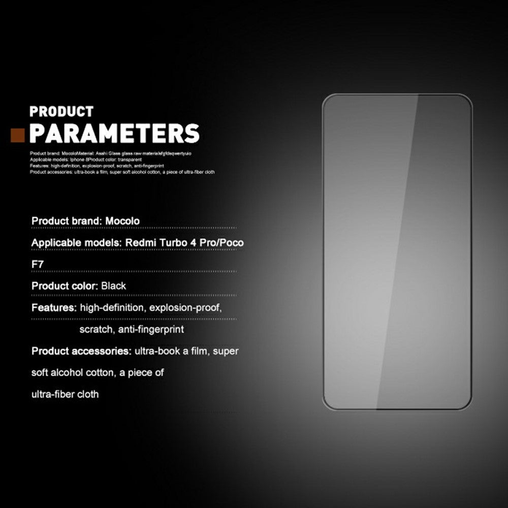 MOCOLO For Xiaomi Redmi Turbo 4 Pro 5G / Poco F7 5G Screen Protector Anti-Shatter Silk Printing Tempered Glass Film