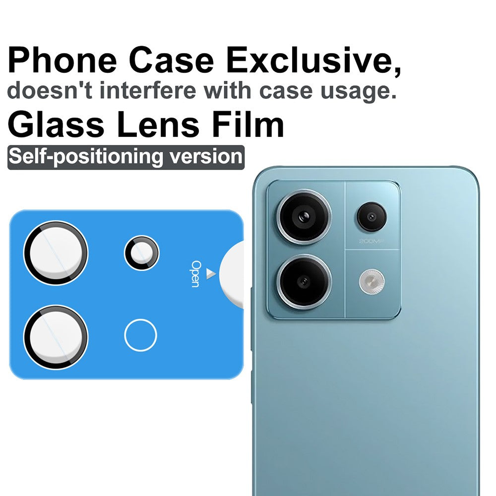 IMAK For Xiaomi Redmi Note 13 Pro 5G / Poco X6 5G Tempered Glass Camera Lens Protector with Self Positioning Frame (Complete Covering)