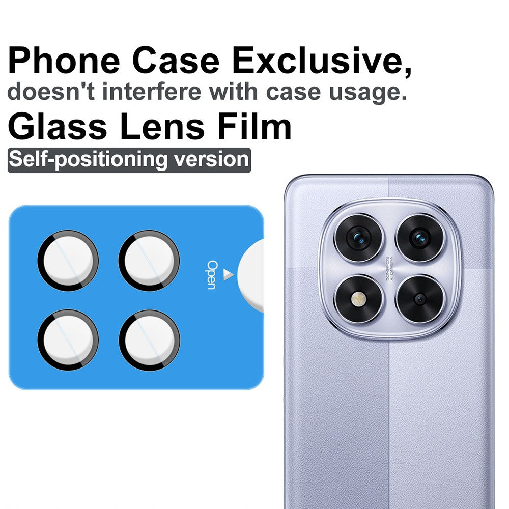 IMAK For Xiaomi Redmi Note 14 Pro 5G /  Poco X7 5G Tempered Glass Camera Lens Protector with Self Positioning Frame (Complete Covering)