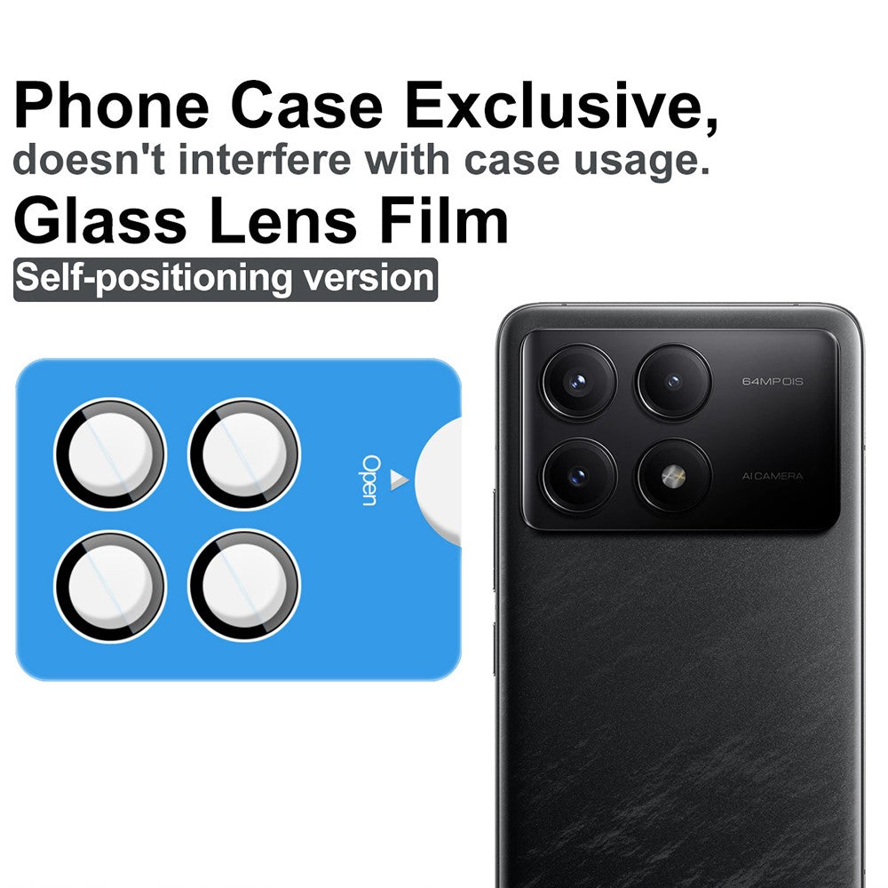 IMAK Camera Lens Protector For Xiaomi Redmi K70 5G /  K70 Pro 5G / K70E 5G / Poco X6 Pro 5G / F6 Pro 5G Tempered Glass Lens Film with Self Positioning Frame (Complete Covering)