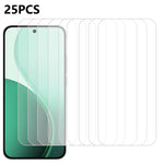 25Pcs For Oppo Reno14 Pro 5G (Global) Tempered Glass High Definition Screen Protector Film (No Package, with Wipes Set, Dust-absorber, Guide Sticker)