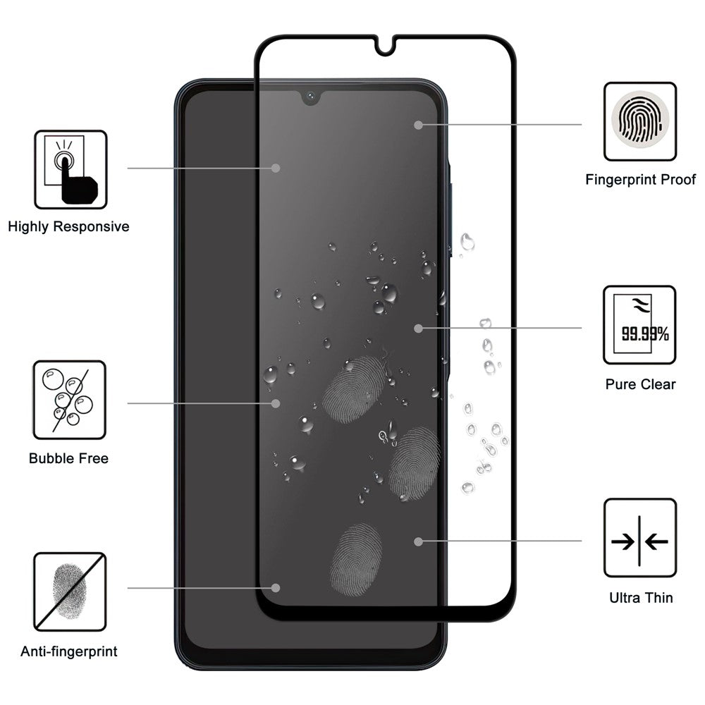 For Samsung Galaxy A08 5G / A08 4G / A07 5G / A07 4G AGC Tempered Glass with Black Edge Full Glue Full Coverage Screen Protector