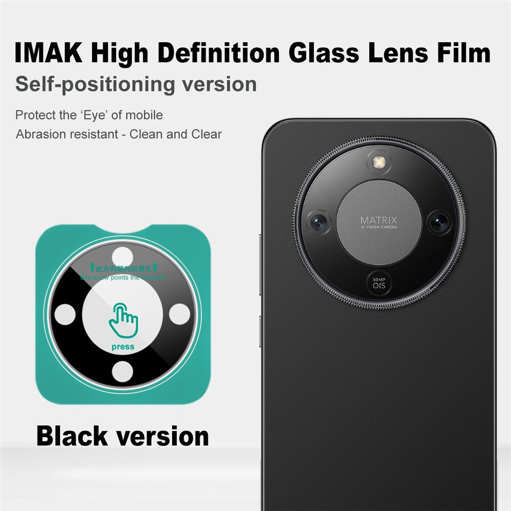 IMAK For Honor Magic8 Lite 5G / X9d 5G / X70 5G Tempered Glass Camera Lens Protector with Self Positioning Frame (Black Version)