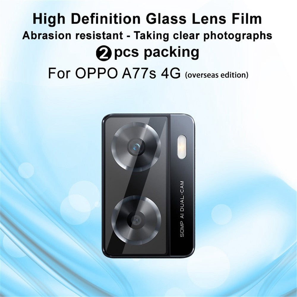 IMAK 2 st / set för Oppo A57 4G / A57s 4G / A57e 4G / A77s 4G kameralinsskydd härdat glas högupplöst reptålig linsfilm