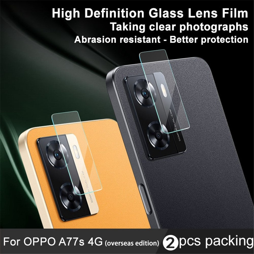 IMAK 2 st / set för Oppo A57 4G / A57s 4G / A57e 4G / A77s 4G kameralinsskydd härdat glas högupplöst reptålig linsfilm