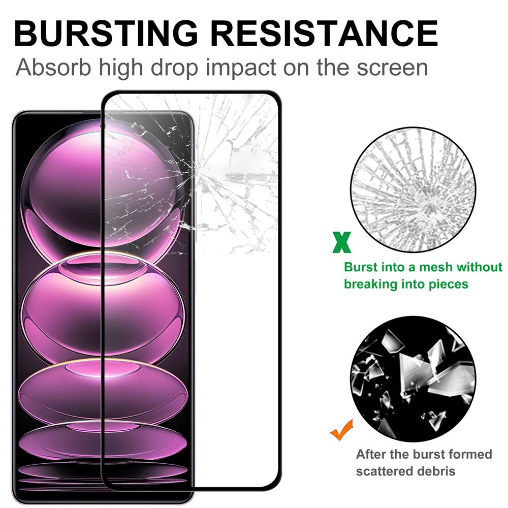 AGC Glass Full Screen Protector for Xiaomi Redmi Note 12 Pro 5G, Full Glue Black Edge Anti-explosion HD Clear Tempered Glass Film