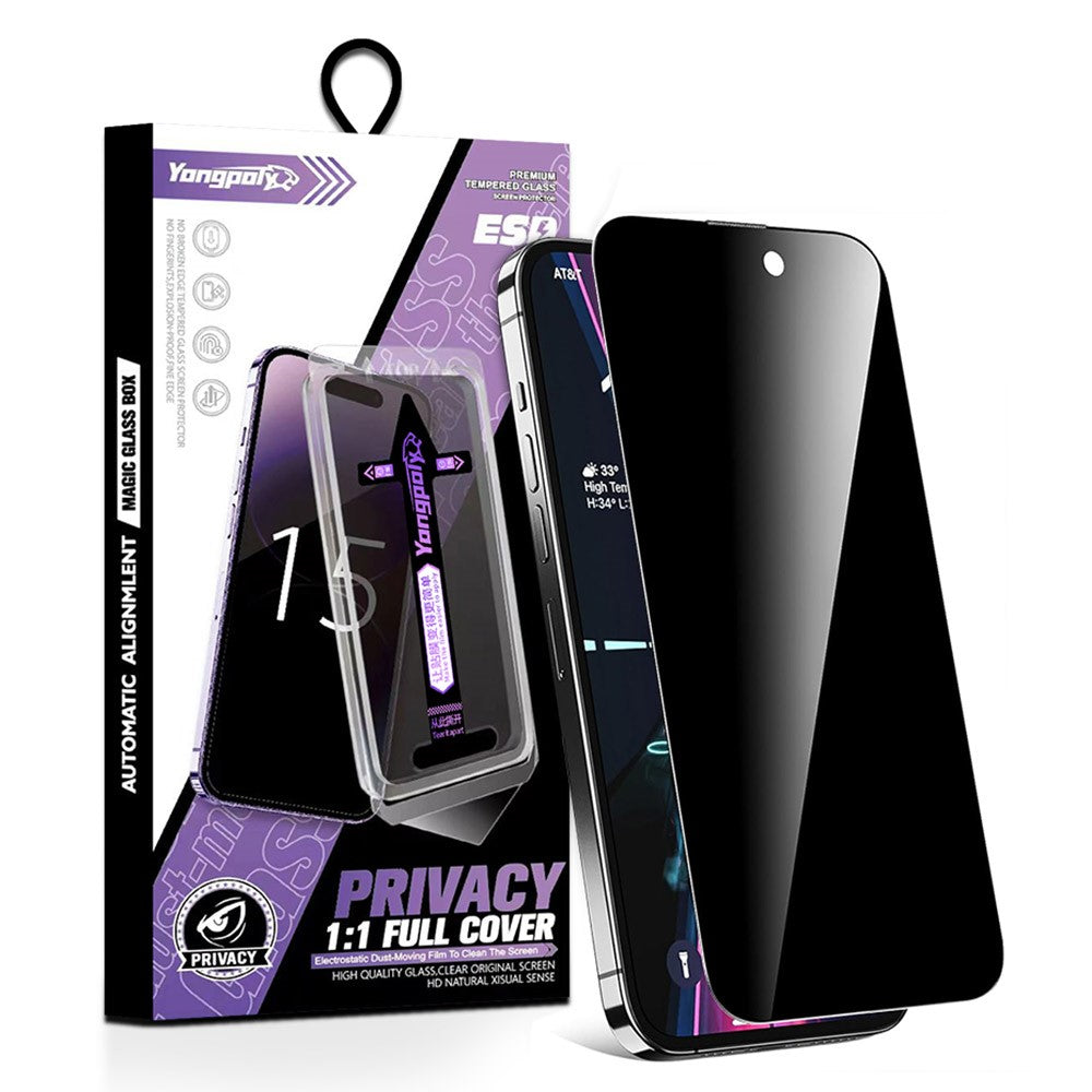 YONGPOLY For iPhone Air Anti-Spy Full Screen Protector Auto-Dust Removal Tempered Glass Film