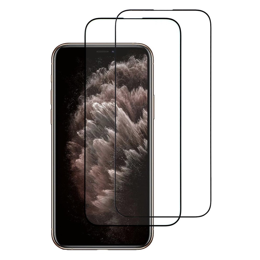 ITIETIE För iPhone 11 Pro Max 2 st. Härdat glas 2,5 mm hög aluminium skärmskydd silkestryckfilm