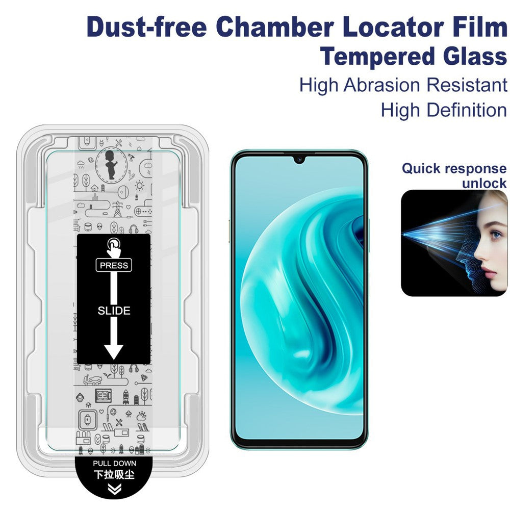 IMAK H-serien härdat glasfilm för Huawei nova Y72 4G / Enjoy 70 / Enjoy 70S / Honor Play 30 Plus 5G skärmskydd med verktygssats för automatisk dammborttagning