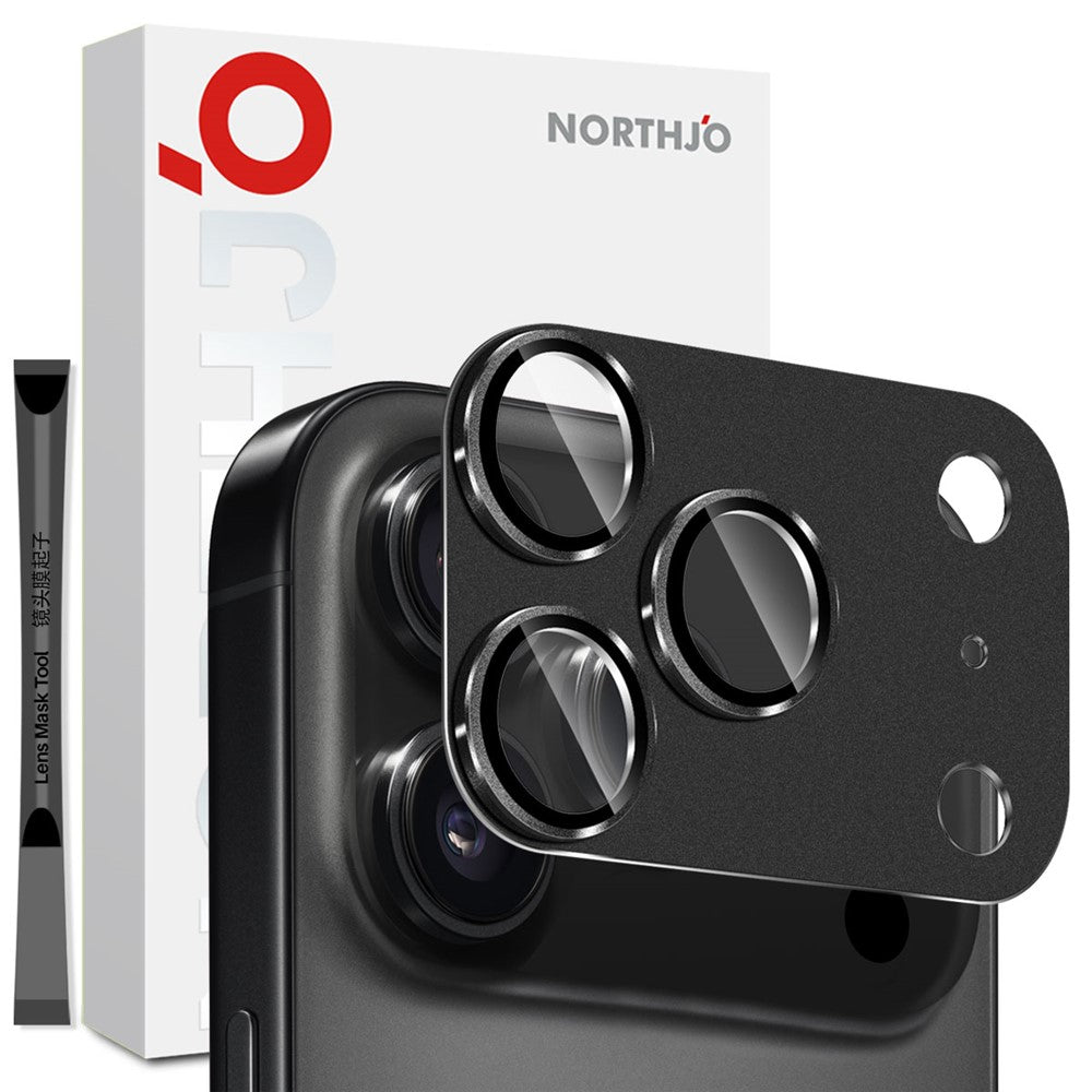 NORTHJO For iPhone 17 Pro Max Camera Lens Protector Matte Metal Lens Cover with Integrated 9H Tempered Glass Film